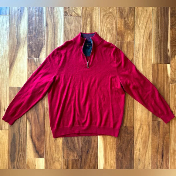 Club Room Quarter Zip Red Sweater (L) - Picture 1 of 3